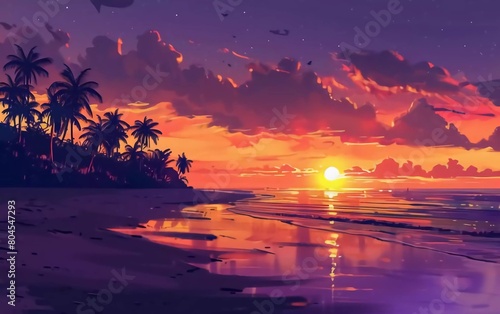 Summer trip - very beautiful sunset beach view © asabul