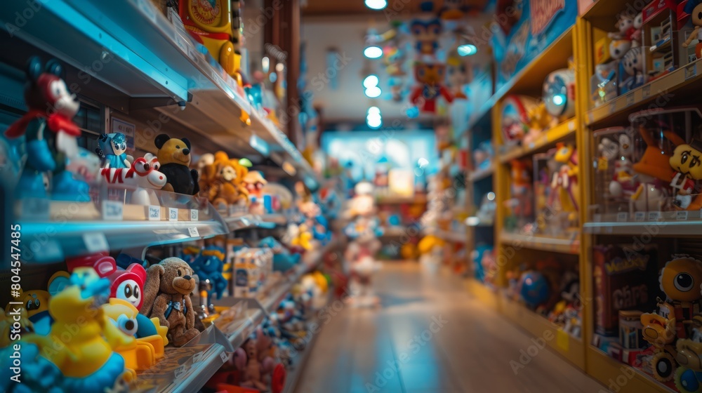 Close- up inside interior toy showroom for sale and peoples, Realistic, realistic lighting, rule of thirds