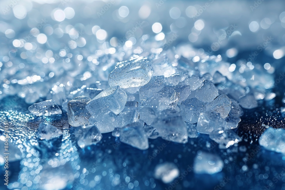 A macro shot that beautifully captures the depth and shimmer of sugar crystals with a captivating deep blue hue adding a mystical effect A macro shot that beautifully captures the depth and shimmer of sugar crystals with a captivating deep blue hue adding a mystical effect