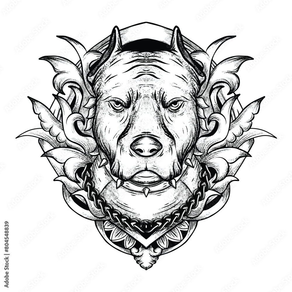 tattoo and t-shirt design black and white hand drawn dog engraving ornament premium vector tattoo and t-shirt design black and white hand drawn dog engraving ornament premium vector