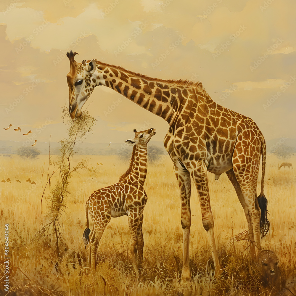 the_moment_of_a_mother_giraffe_bending_down the_moment_of_a_mother_giraffe_bending_down