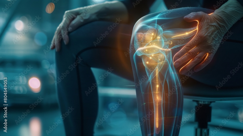 Elderly woman suffering from pain in knee pain due to bone disease ...