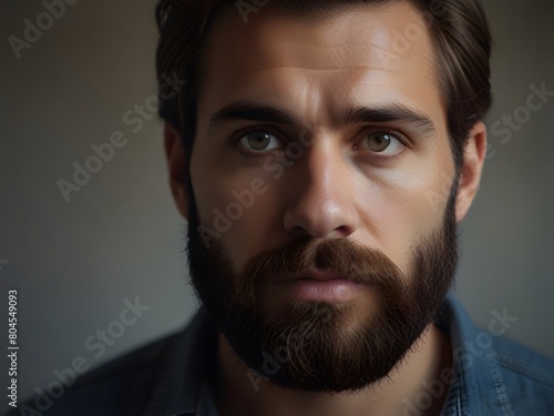 Portrait of a handsome young man with beard and mustache, Men's beauty, fashion
