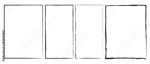 Black grunge rectangle frame isolated on white background. Abstract  grunge rectangle frame .  Retro  grunge rectangle frame. Grunge rectangles vector set.