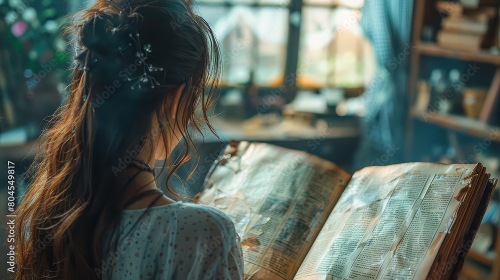 A family flips through old photo albums filled with memories of past road trips and adventures A family flips through old photo albums filled with memories of past road trips and adventures