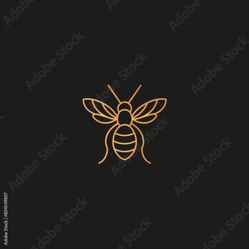 Golden bee logo design on a black background, elegant and modern symbol for branding, high-contrast and minimalist style, perfect for business and creative industries, high-quality graphic image