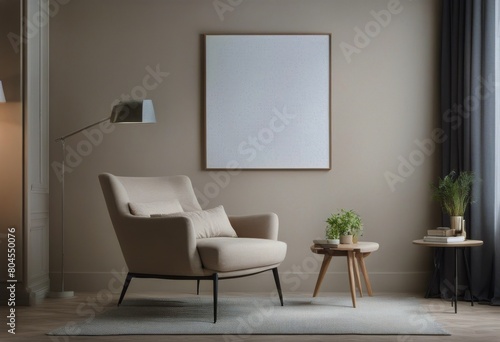 beige living wall room canvas next armchair Standing single