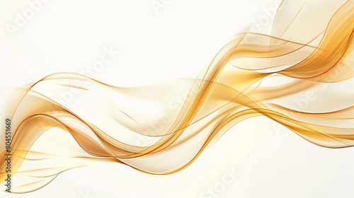 Harvest gold abstract waves flowing, sharply defined against a white background, HD quality. © Kashif