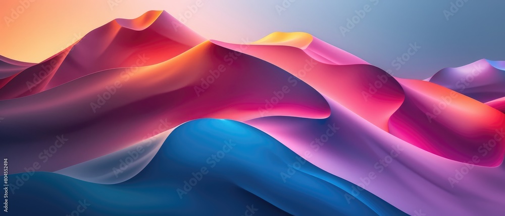 Fototapeta premium 3d render of a landscape with smooth, flowing shapes and vibrant colors