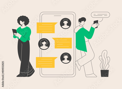 Messaging application abstract concept vector illustration.