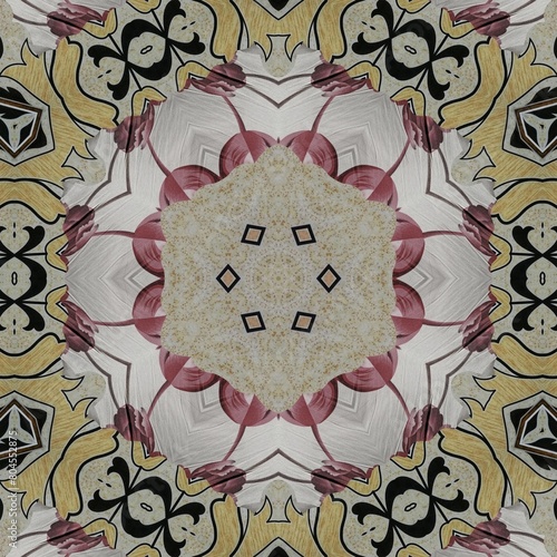 Luxury tiles design with mixed Spanish, Italian, Portuguese, Mexican, arabesque motifs. Innovation of Modern porcelain and ceramic flooring pattern design for unique interior and exterior decoration