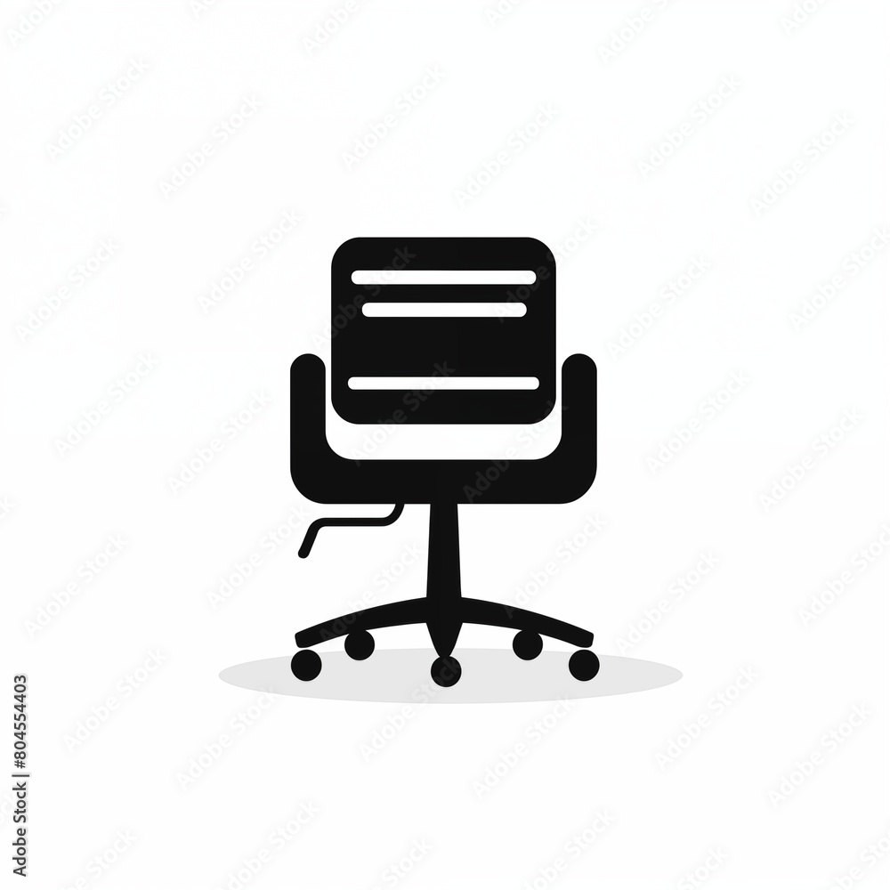 Simplified office chair icon, geometric shapes, monochrome palette, vector style Simplified office chair icon, geometric shapes, monochrome palette, vector style