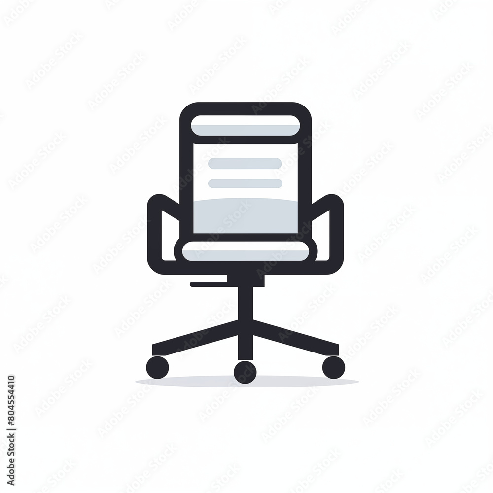 Simplified office chair icon, geometric shapes, monochrome palette, vector style Simplified office chair icon, geometric shapes, monochrome palette, vector style