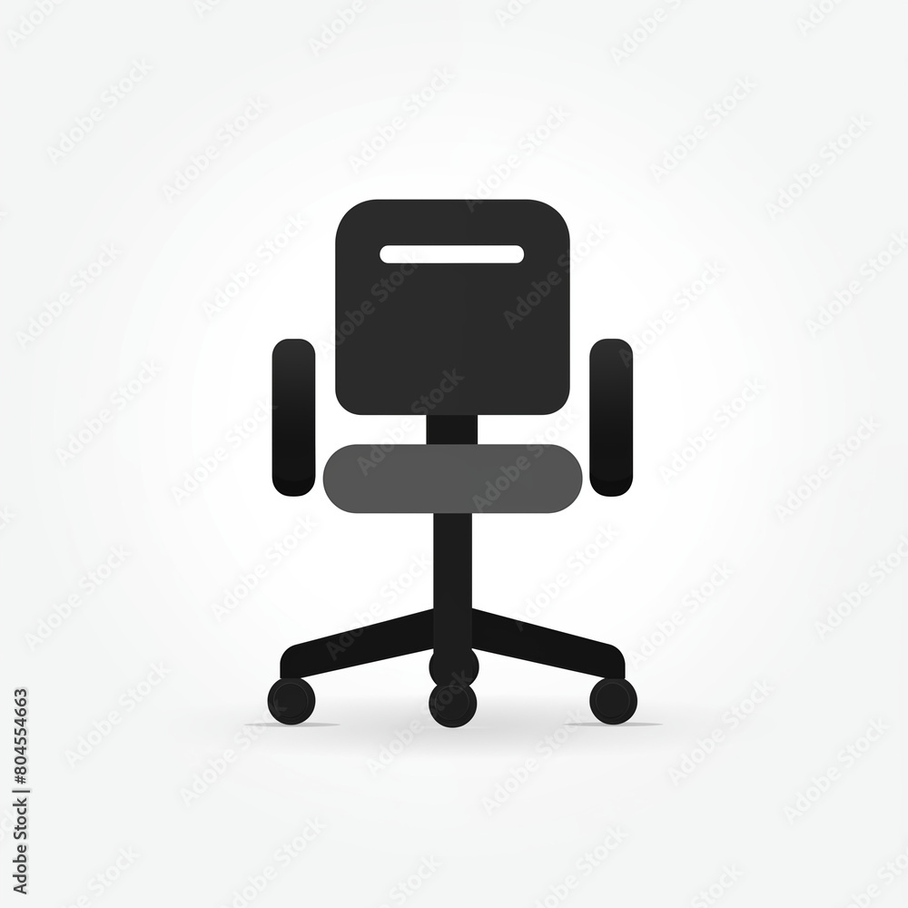 Simplified office chair icon, geometric shapes, monochrome palette, vector style Simplified office chair icon, geometric shapes, monochrome palette, vector style