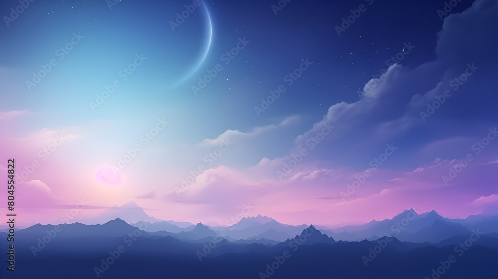 A tranquil early evening sky with soft shades of blue,aerial picture of twilight sunset Generative AI