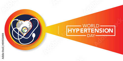 Vector illustration on the theme of World Hypertension day observed on every year. Hypertension show High blood pressure . Banner poster, flyer and background design.