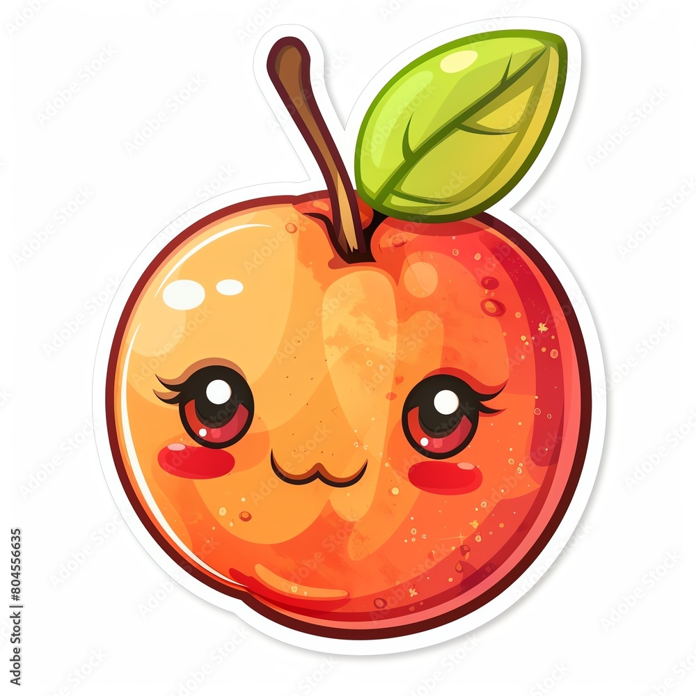 A cute, kawaii sticker of Nectarine , clipart, isolated on white background A cute, kawaii sticker of Nectarine , clipart, isolated on white background