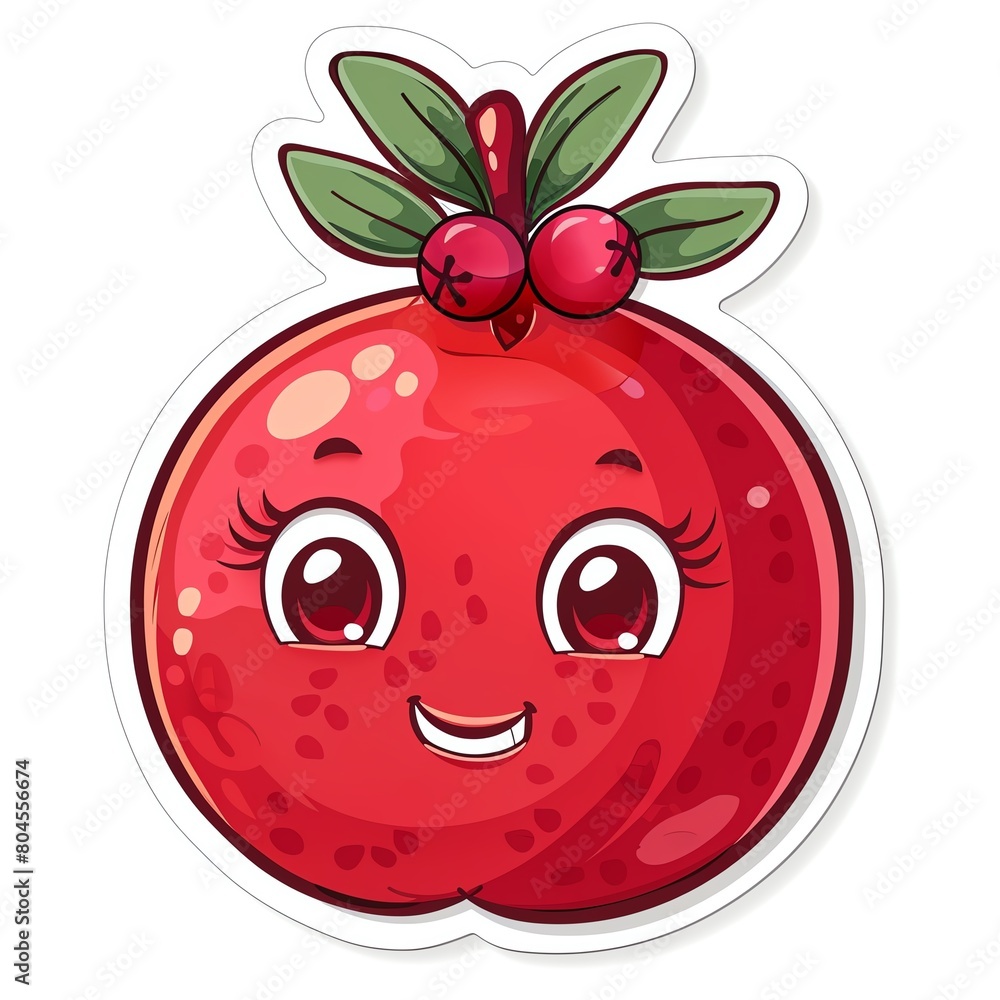 Obraz premium A cute, kawaii sticker of Pomegranate , clipart, isolated on white background