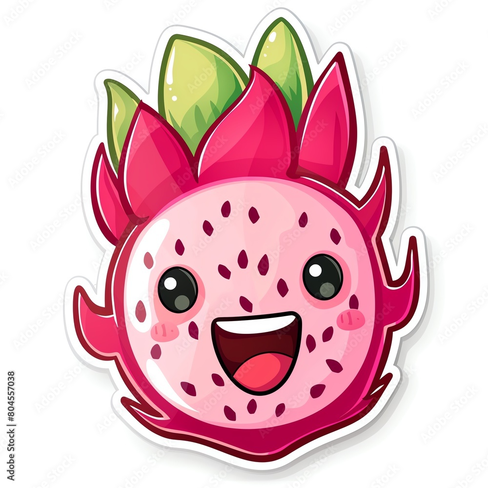 A cute, kawaii sticker of Dragon fruit , clipart, isolated on white background A cute, kawaii sticker of Dragon fruit , clipart, isolated on white background