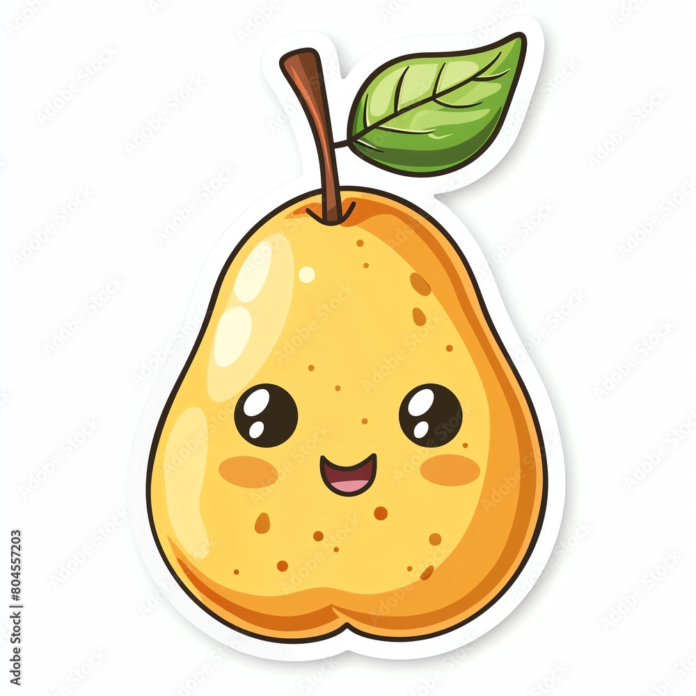 A cute, kawaii sticker of Pear , clipart, isolated on white background A cute, kawaii sticker of Pear , clipart, isolated on white background