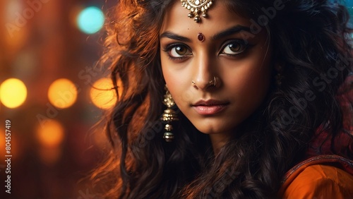 Indian girl smiling casual studio portrait photo