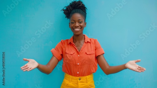 Woman with Welcoming Open Arms photo