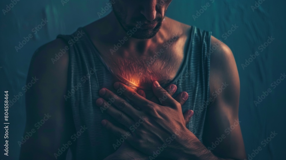 Man chest pain, Human heart disease, coronary artery disease, Leaky