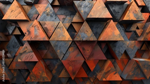 Wallpaper Mural Muted Geometric Mosaic Pattern with Triangular Facets in Earthy Tones Torontodigital.ca