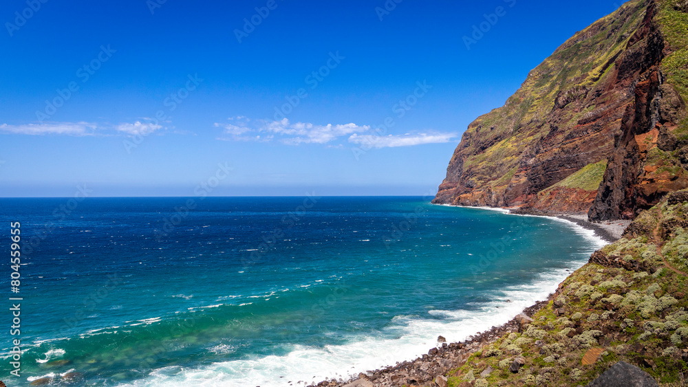 rocky beach and the Atlantic Ocean, from Madeira island