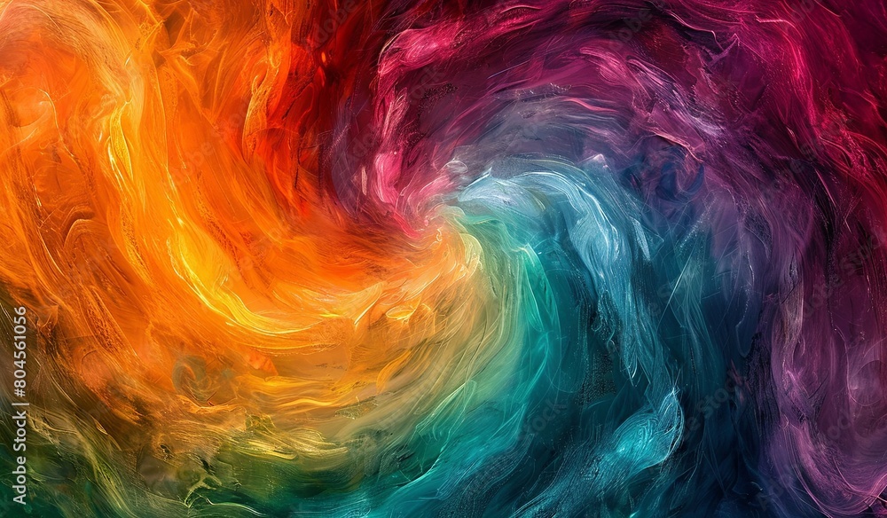 Colorful paint swirl on black background