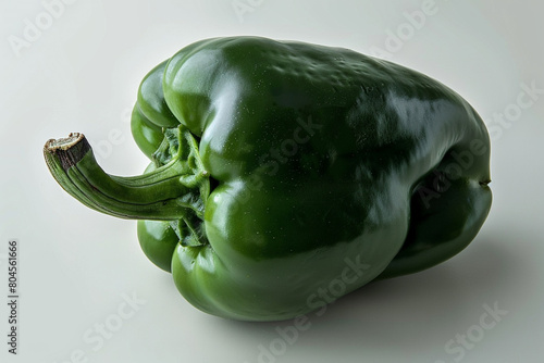A whole, perfect jalape?+/-o pepper, its green skin smooth and bright, displayed on a solid white background. photo