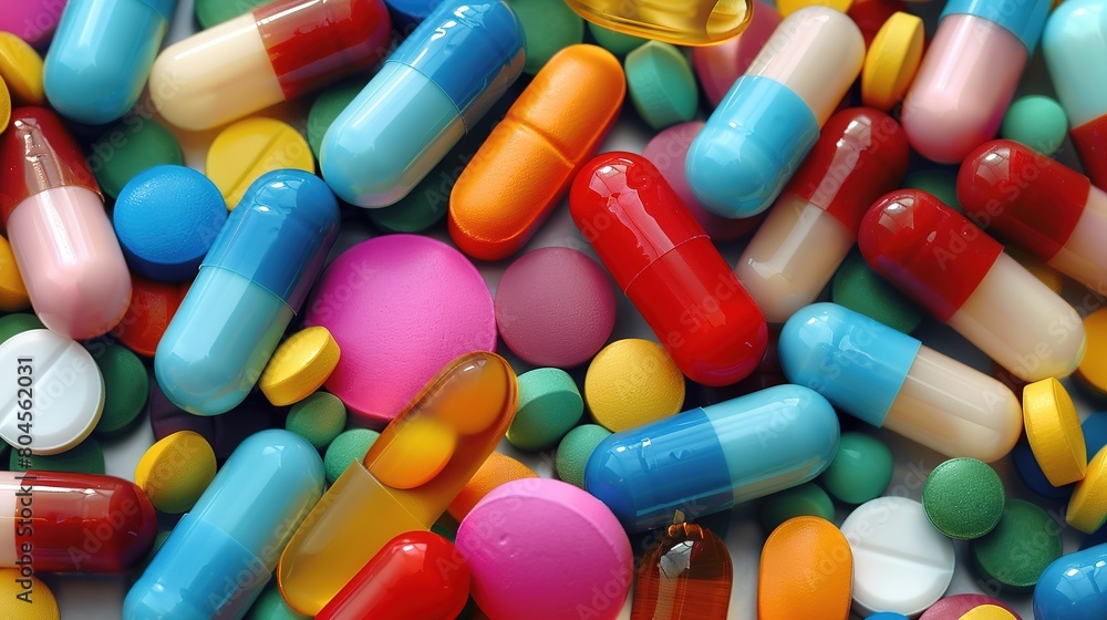 An array of multicolored pharmaceutical pills and capsules generative ai images An array of multicolored pharmaceutical pills and capsules generative ai images