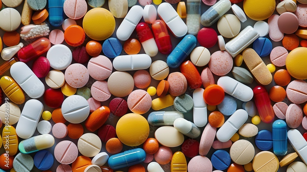 An array of multicolored pharmaceutical pills and capsules generative ai images An array of multicolored pharmaceutical pills and capsules generative ai images