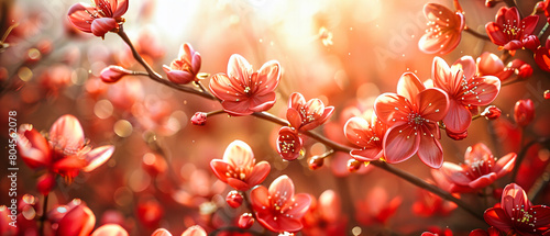 Delicate Cherry Blossoms in Full Bloom  Offering a Close-Up View of Spring   s Natural Artistry