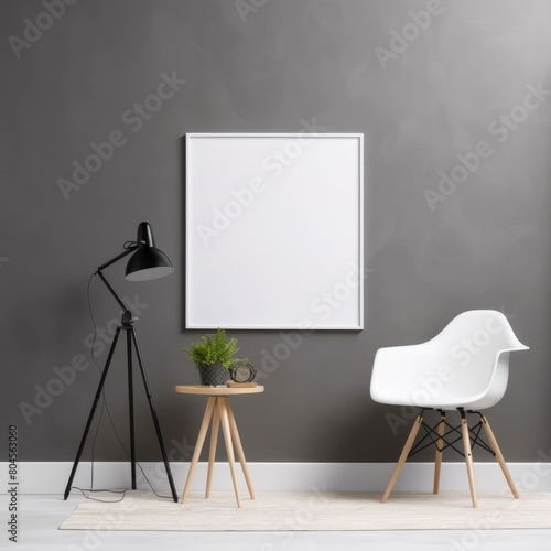 Small mockup white canvas in studio room with some deco