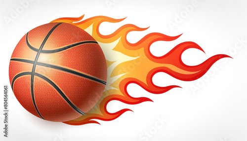 炎に包まれたバスケットボール　イラスト