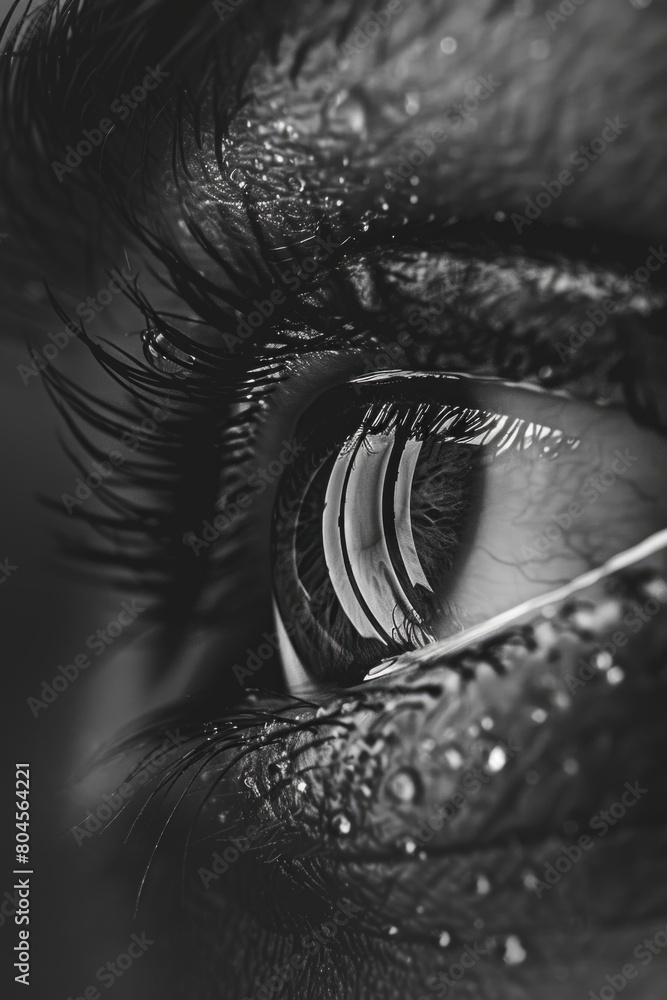 Fototapeta premium A close up of a person's eye with water on it. Perfect for medical or beauty concepts