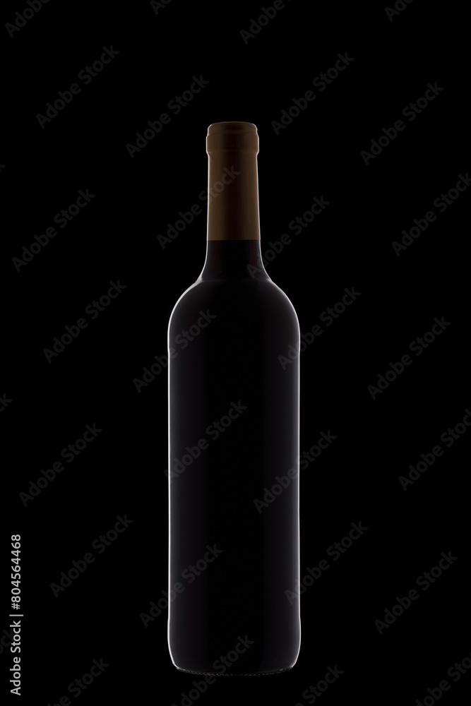 Bottle of wine with beautiful highlights on a black background