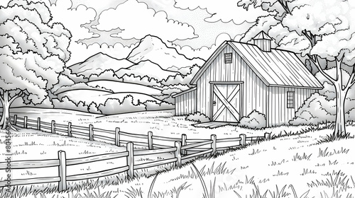 Farm, coloring page for kids.