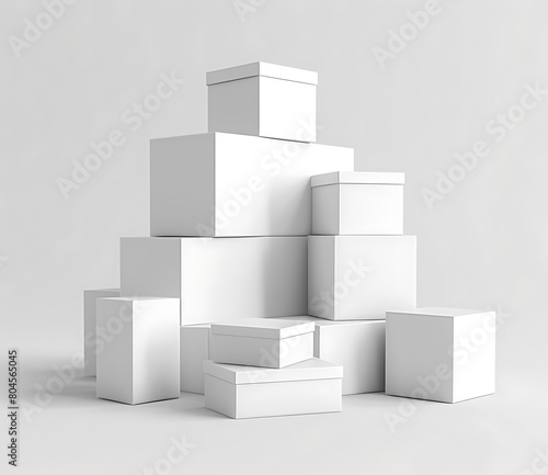 3D rendering of simple white boxes stacked on top of each other