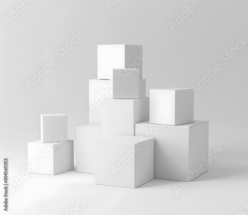 3D rendering of simple white boxes stacked on top of each other