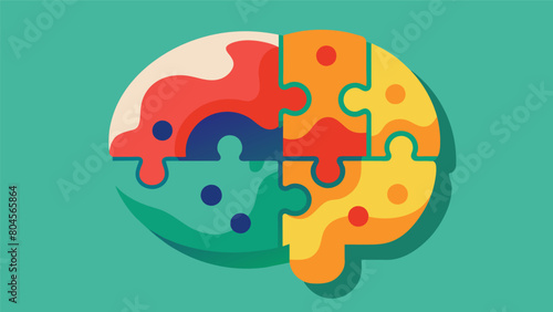 A clay sculpture of a jigsaw puzzle symbolizing the unique and complex inner workings of a neurodivergent mind.. Vector illustration