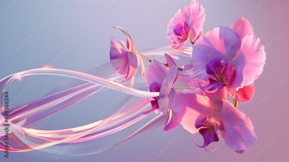 Delicate Pink and Purple Orchid Blooms in Soft Focus with Background Delicate Pink and Purple Orchid Blooms in Soft Focus with Background