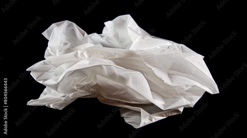 Crumpled Tissues and Wet Wipes on Black Background Generative AI