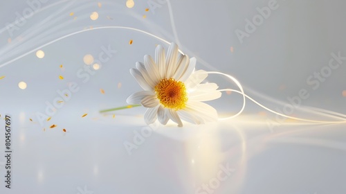 Ethereal Daisy Flower in Soft Glowing Backlit Nature Scenery