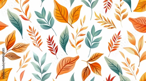 A repeating pattern featuring abstract leaf motifs seamlessly arranged.