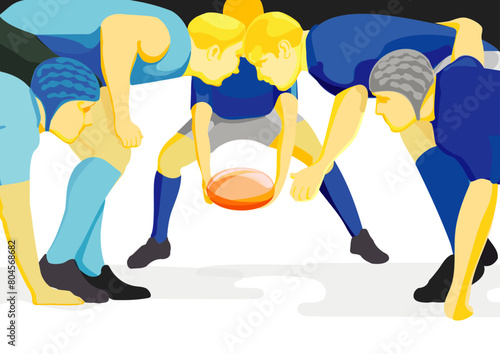 Rugby players forming a scrum