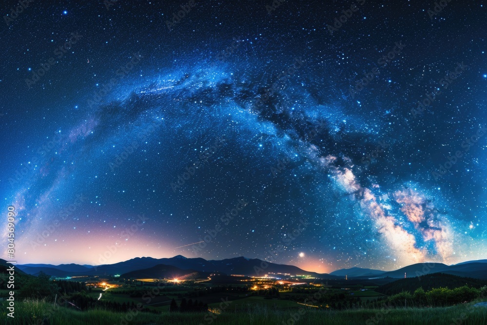 A stunning view of the night sky with the Milky Way in the background. Perfect for astronomy enthusiasts and nature lovers