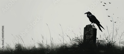 crow standing on top of building dark
