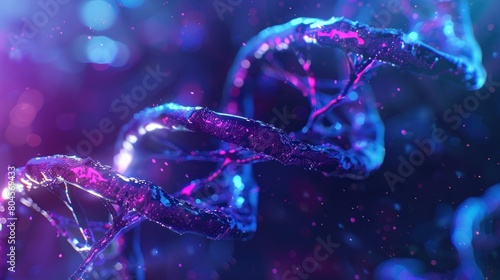 realistic DNA molecule blue color © pector